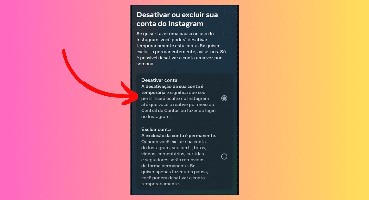 como desativar o instagram