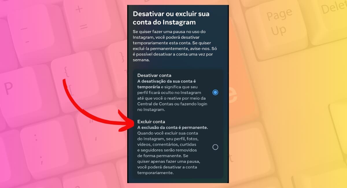 como excluir conta do Instagram