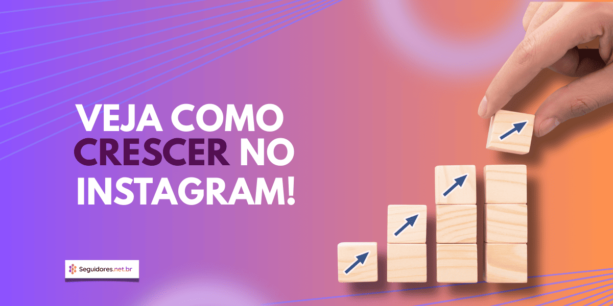 Blocos empilhados com setas simbolizando crescimento no Instagram.